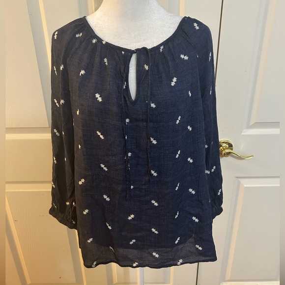 Lucky Brand blue and white boho top, Medium - Picture 1 of 5